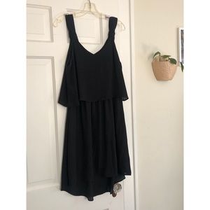 Black Chiffon Flounce Dress